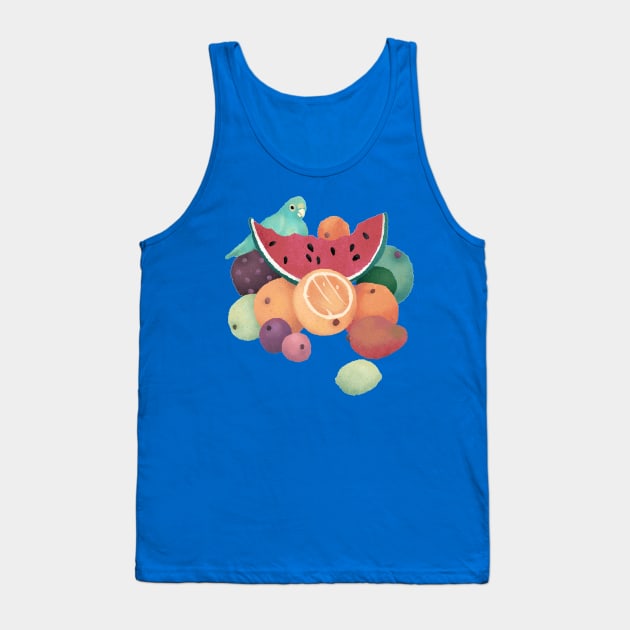 Fruit with Parrot Still Life Tank Top by Annelie